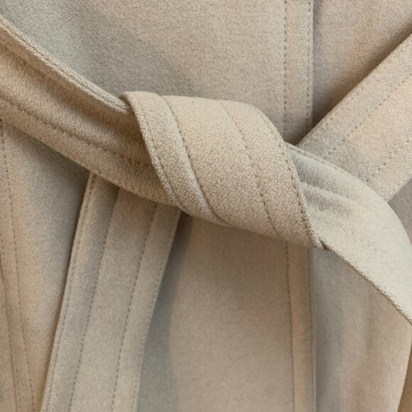 United Colors of Benetton Wool Blend Wrap Coat | Size S — Beige Belted Long Coat - Picture 2 of 9